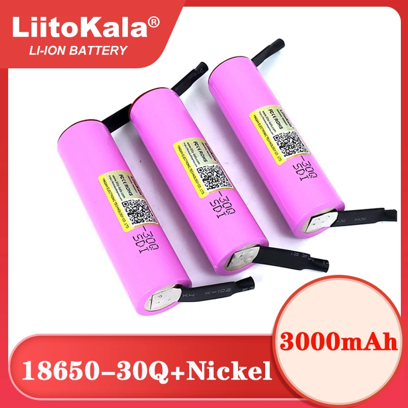 Liitokala 3.7V INR18650 30Q 3000mAh li-lon akumulator 15A 20A rozładowanie dla elektronarzędzi baterie + DIY nikiel