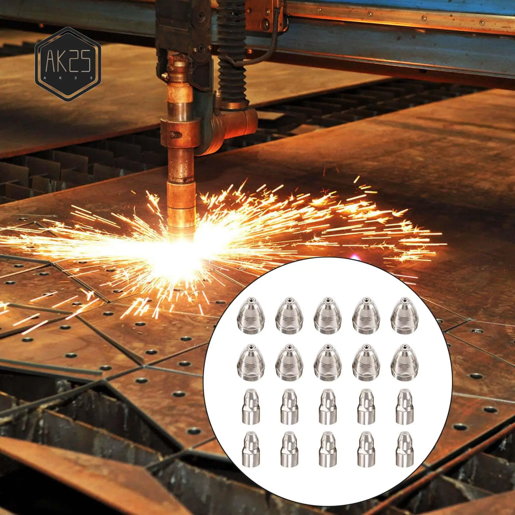 

AK25-20Pcs P80 Plasma Cutting Torch Consumable Cutting CNC 80A P80 Plasma Torch Tip Electrode Nozzle
