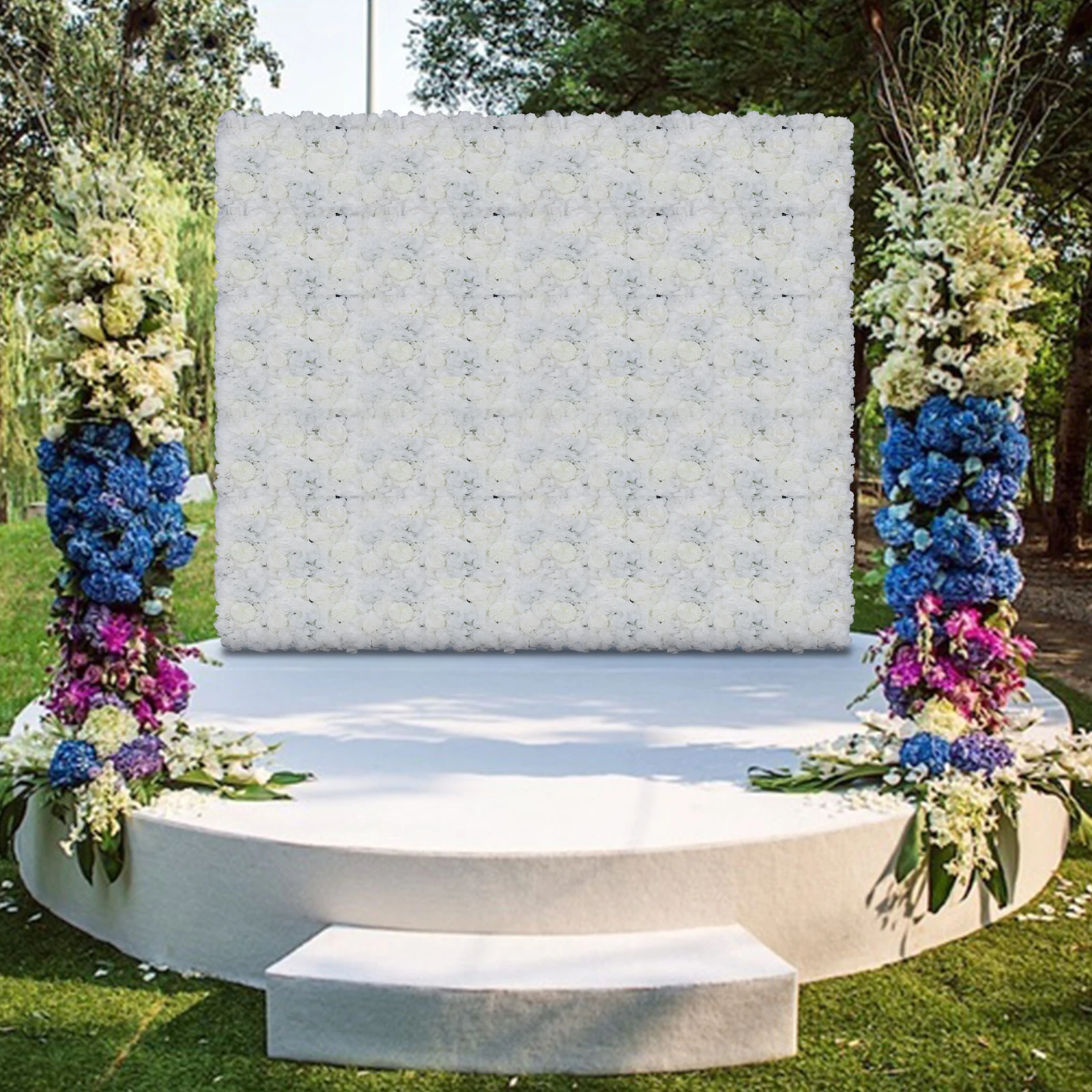 

6 Pcs 23.6" X 15.7" Artificial Flower Wall Panel Floral Backdrop Silk Rose Wall for Wedding Party Baby Girl Room Decoration