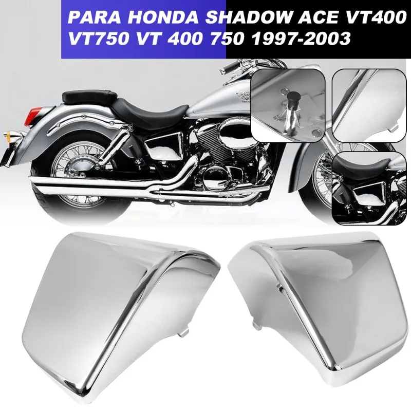 

2PCS Motorcycle Chrome Left Right ABS Battery Side Fairing Cover Guard For Honda Shadow ACE VT750/VT400 1997-2003