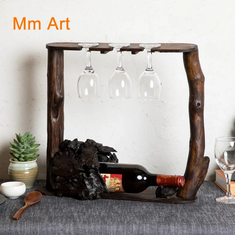

Thai Solid Wood Wine Rack Decoration Creative Red Wine Glass Holder Upside down Home Goblet Rack