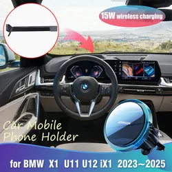 Mobile Phone Holder for BMW X1 U11 U12 iX1 2023~2025 2024 Clip Magnetic Wireless Fast Charging With Lights Accessories iPhone