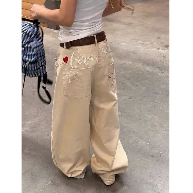 Szerokie spodnie damskie do biura, lniane, plisowane, sznurowane, wygodne, kawaii, dla uczennic, oddychające, estetyczne, spodnie na wiosnę.