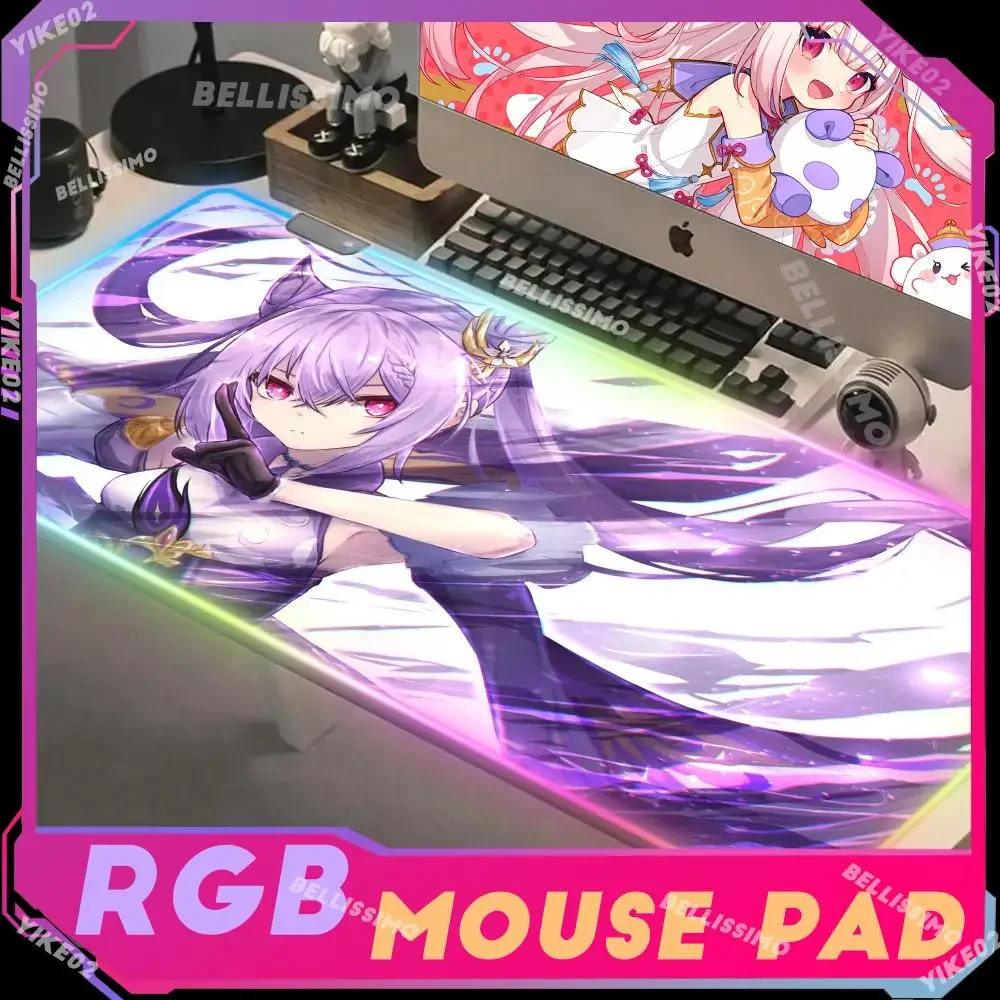 

RGB Genshin Impact Kawaii Mouse Pad Large Gaming Mousepad Xxl Mouse Mat Keyboard Computer Rubber Pads Backlit Desk Mat 900x400