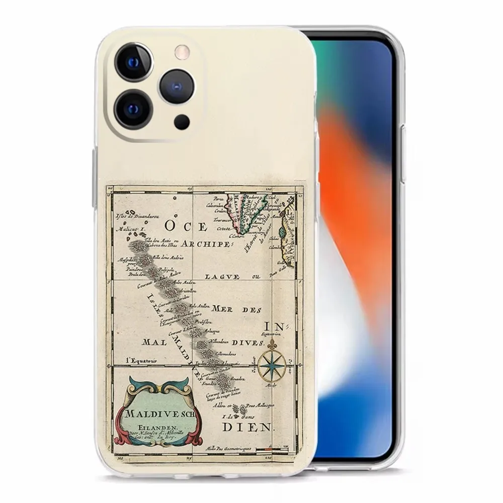 MALDIVES Map Phone Case For iPhone 16,15,14,13,12,11 Plus,Pro,Max,XR,XS,X,7,8 Plus,SE,Mini Transparent Shell #2