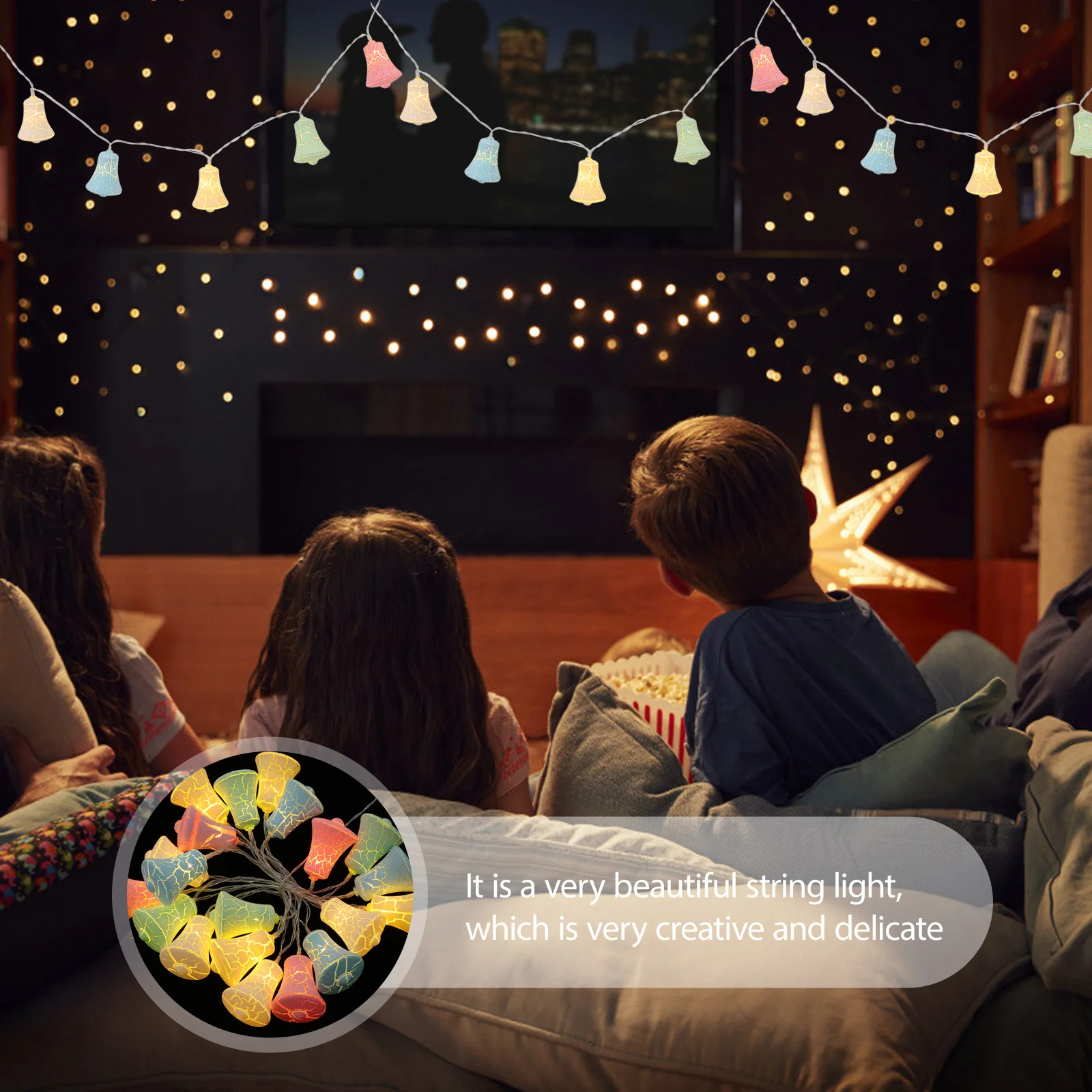 1 مجموعة LED الكراك نمط جرس سلسلة مصباح الإبداعية الزخرفية جرس سلسلة ضوء للحفلات في الهواء الطلق المشهد ضوء ديكور #3