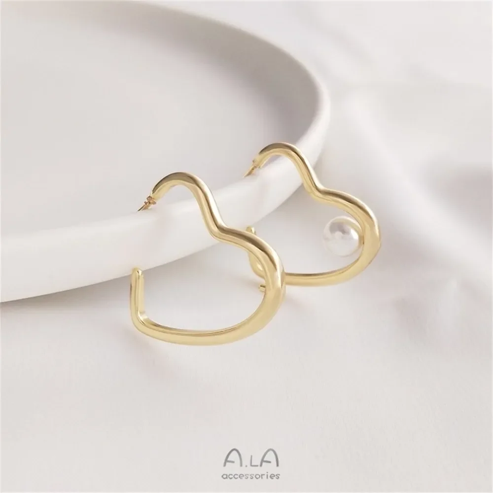 

Pearl Heart Earrings 14K gold-plated half-hole Pearl Heart Earrings 925 silver needle diy Earrings Accessories E183