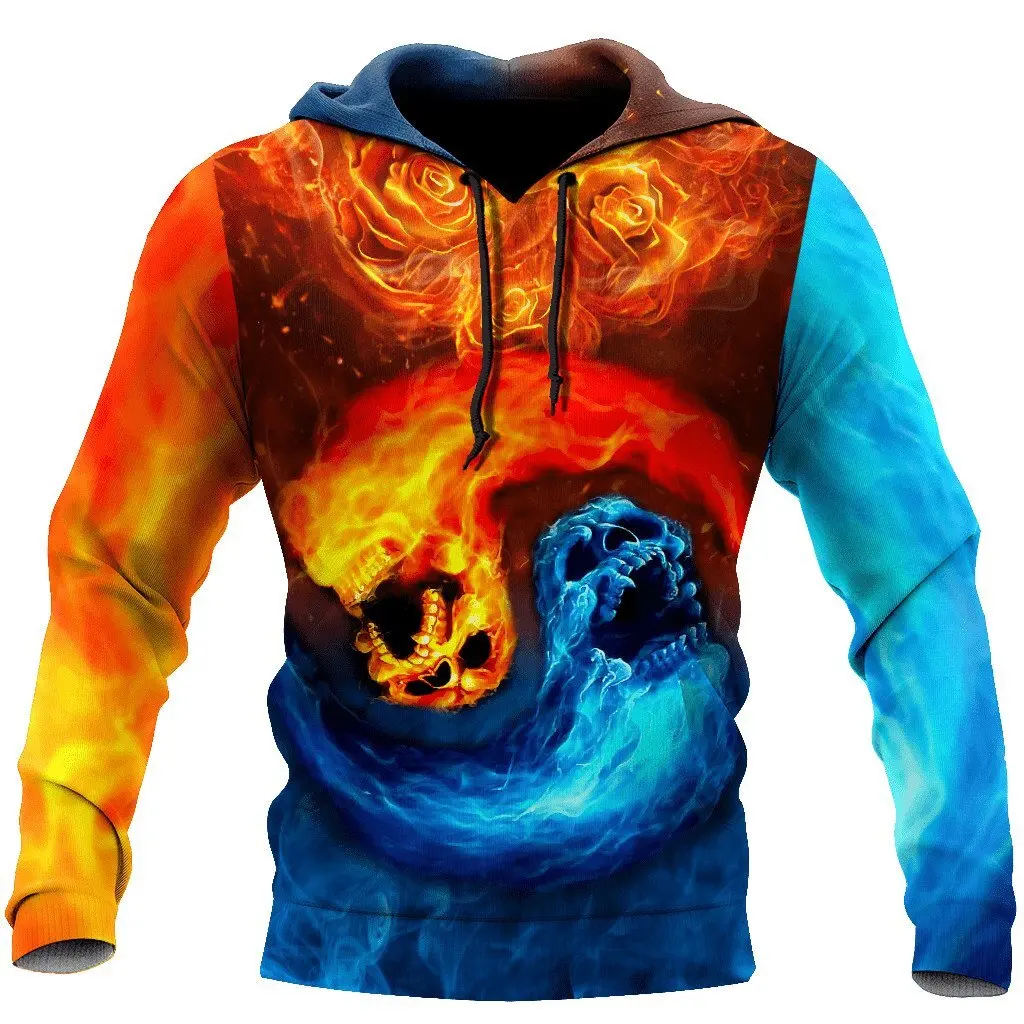 Holloween Men Punk Skull Skeleton Horror Pattern Printing 3D Hoodies Streetwear Clothing Female Hooded Sweatshirt Pullover S-6XL