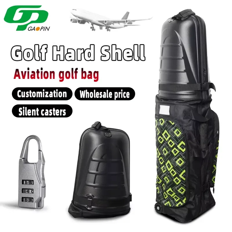 GP Foldable Golf Travel Bag Hard Shell Waterproof ABS Case with Silent Wheels Password Lock Large Capacity Airline Approved
