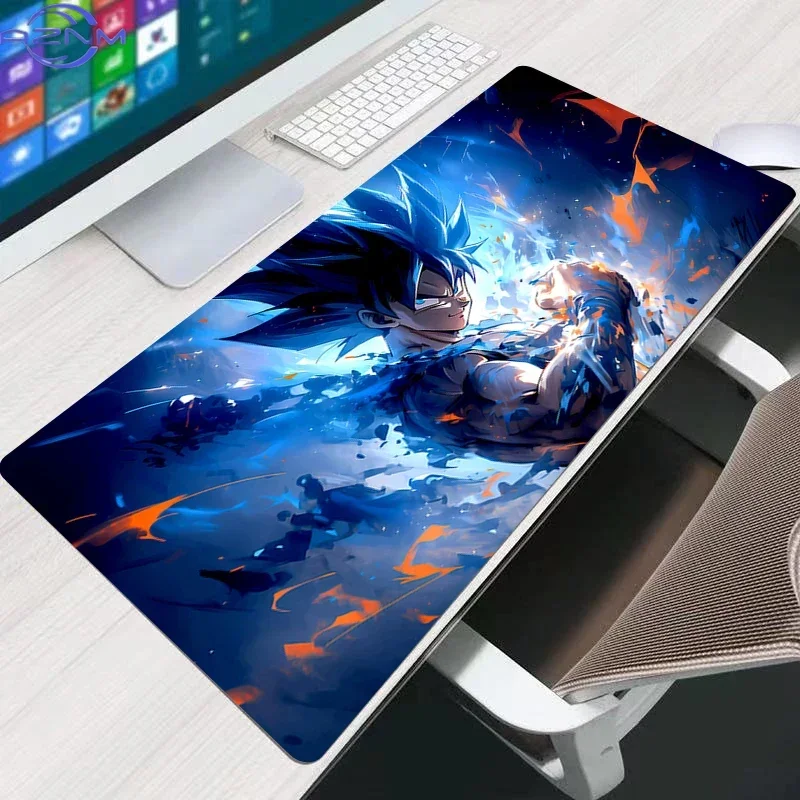 Dragon Ball Super Blue Goku Anime Mouse Pad, Rubber Non Slip Gaming Desk Mat, Blue Splash Art HD Print Mouse Pad, Smooth Surface