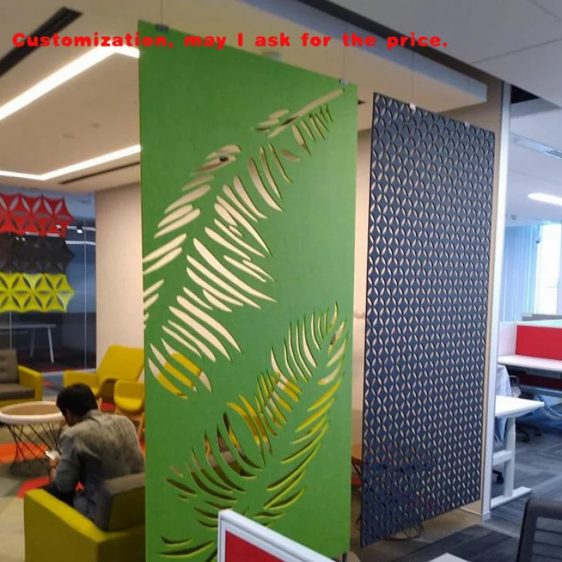 custom.Custom Size Felt Office Acoustic Room Divider Standing Room Polyester PET Acoustic Privacy Screen Partition