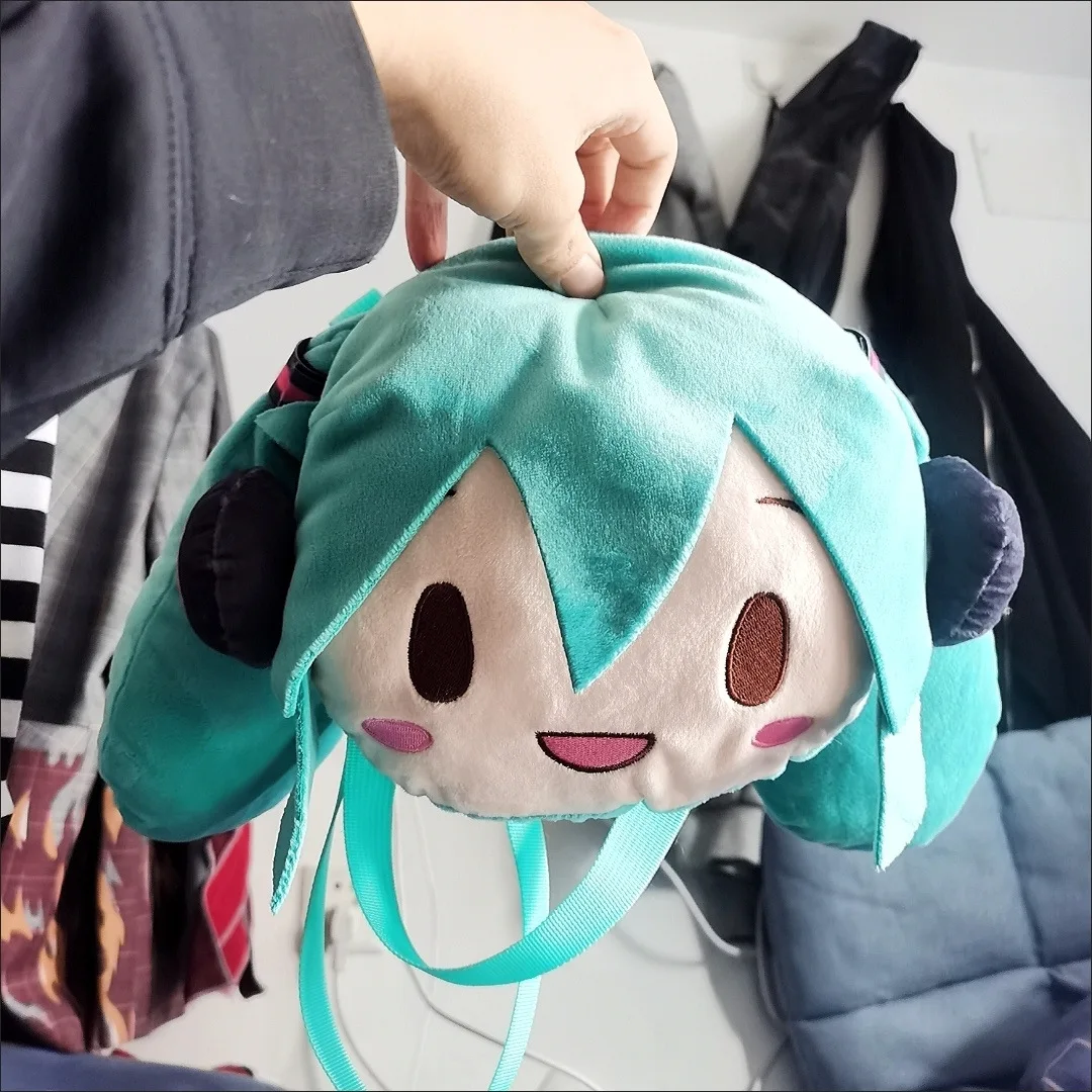 Bandai nowy Kawaii Hatsune Miku pluszowe wypełnione zabawka urocza bawełniana lalka miękka torebka na ból jeden torba na ramię Crossbody prezent urodzinowy