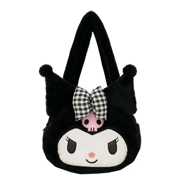 Sanrio new cute Kuromi My melody Cinnamoroll cartoon portable one-shoulder dual-purpose sweet large-capacity plush crossbody bag