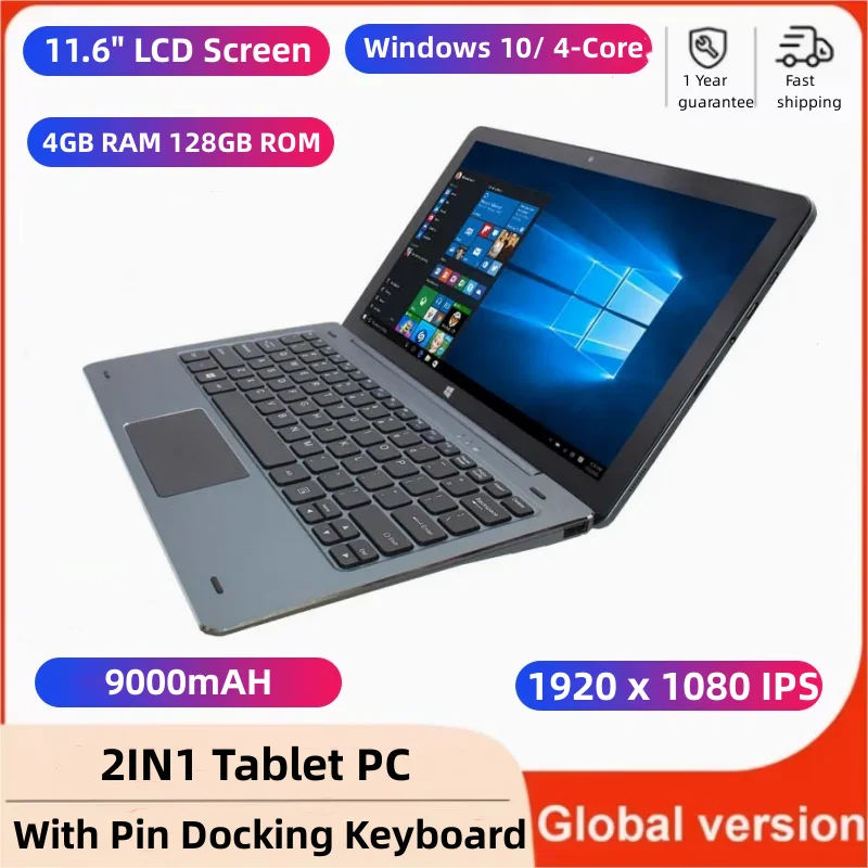 NC01 11.6 "Windows 10 แท็บเล็ตพีซี 4GB RAM 128GB ROM พร้อม PIN Docking คีย์บอร์ด x5-8300 Quad Core CPU 1920*1080 IPS HDMI Type-C