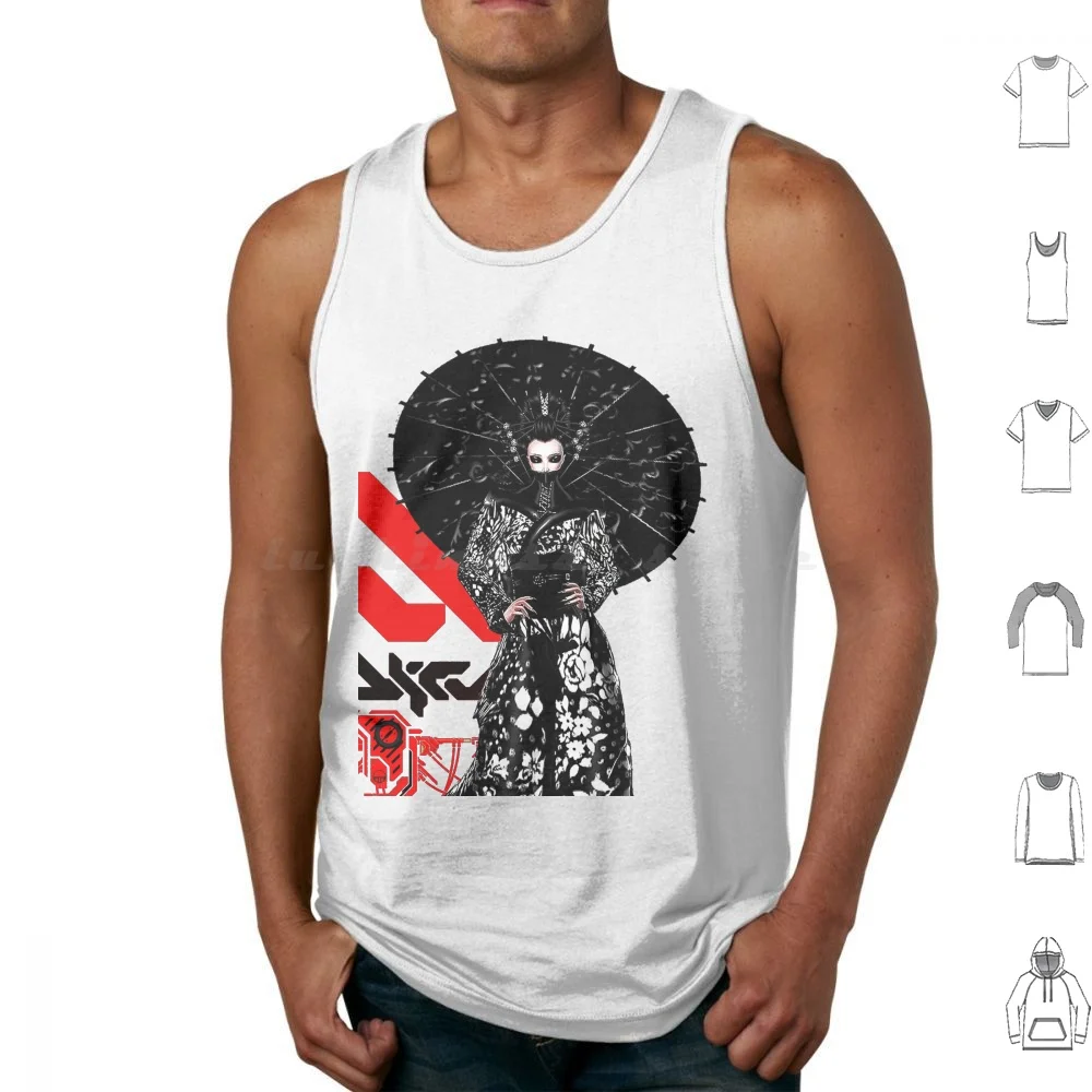 Geisha Futurist Urban Style Tank Tops Vest Sleeveless Steam Wave Japanese Hipster Future Fashion Urban Style Vaporwave Cyber