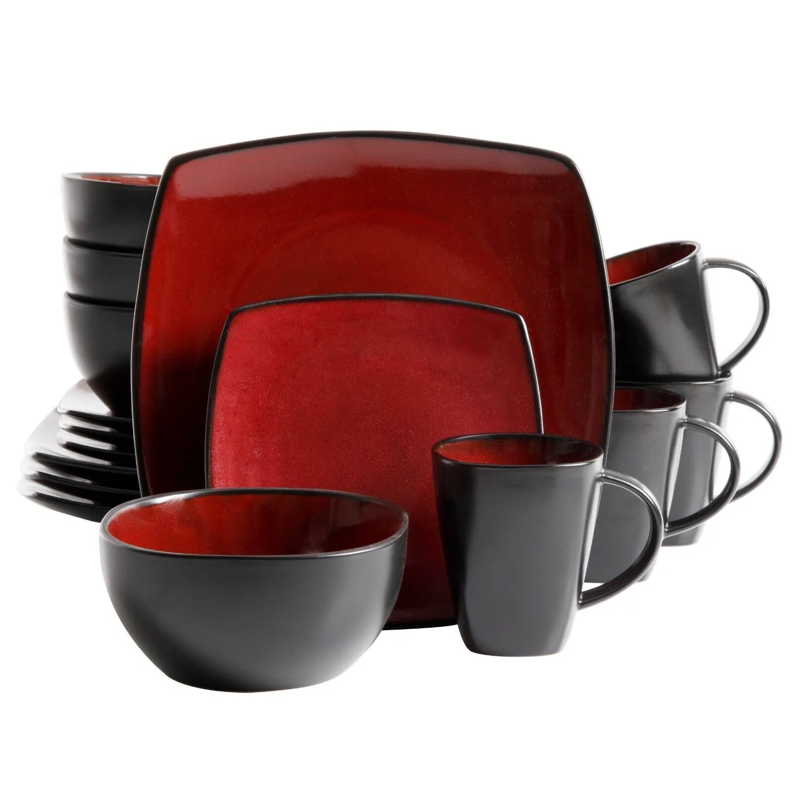 

US Square 16-Piece Dinnerware Set - Red