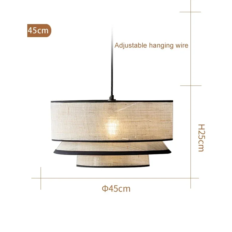Wabi Sabi Led-plafondkroonluchter Noordse stoffen hanglamp voor restaurant, woonkamer, keukeneiland, Japanse stoffen plafondlamp
