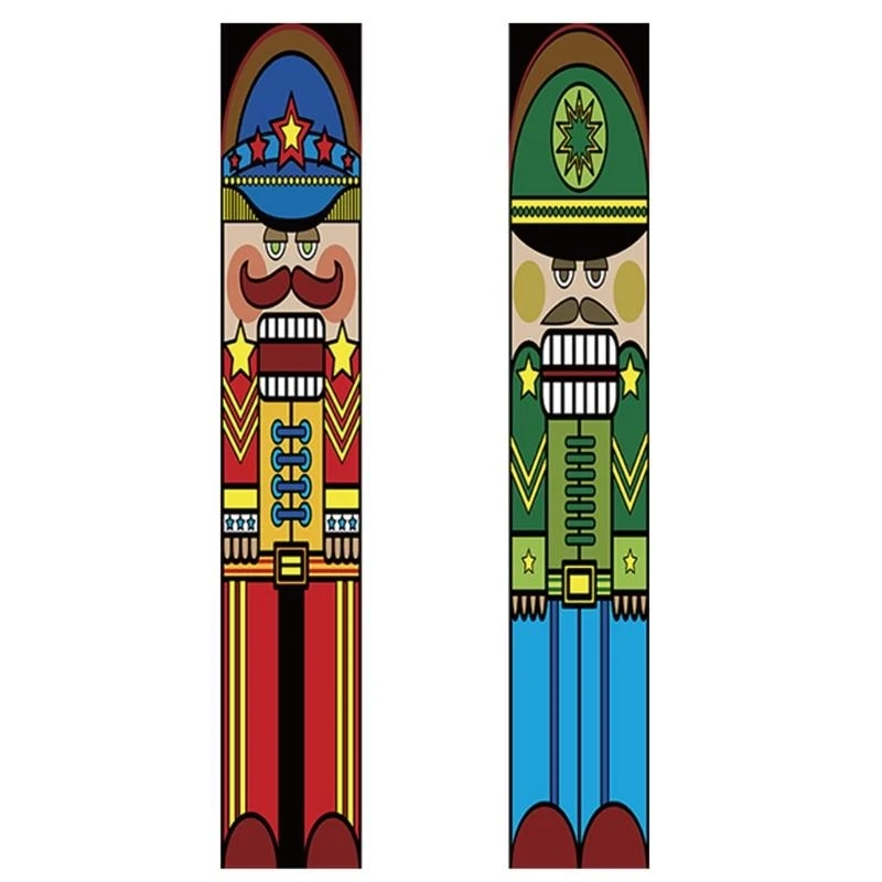 F92B Sophisticated Walnut Soldier Banners Anti Deform for Door Hanging Walnut Soldier Couplet Christmas New Year Necessary