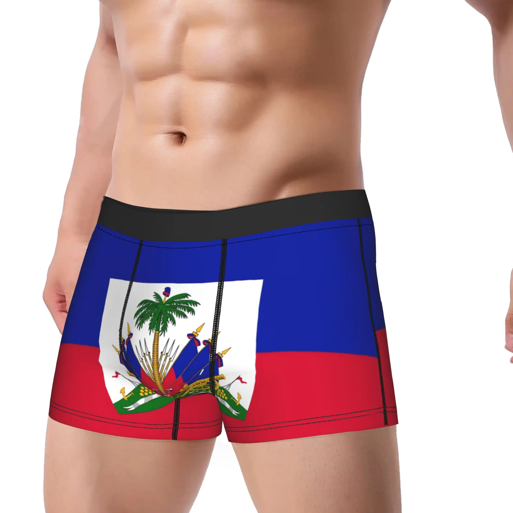 Haiti Vertical Flag Boxer Brief  Underwear Quality Males Novelty Trunk Customs Plus Size Panties