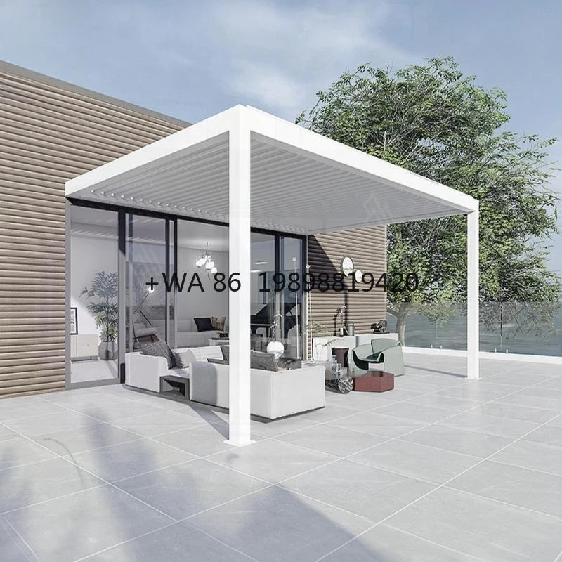 

Solar Panel Pergola Aluminium Photovoltaic Pergola Outdoor Backyard Garden Patio Solar Energy Electric Opening Roof Pergola