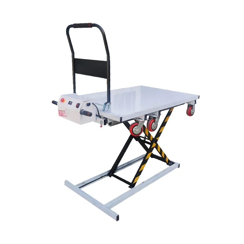 Cost-effective Material Handling Portable Electric Lifting Platform Scissor Trolley 4-wheel 200/300kg For Truck Loading