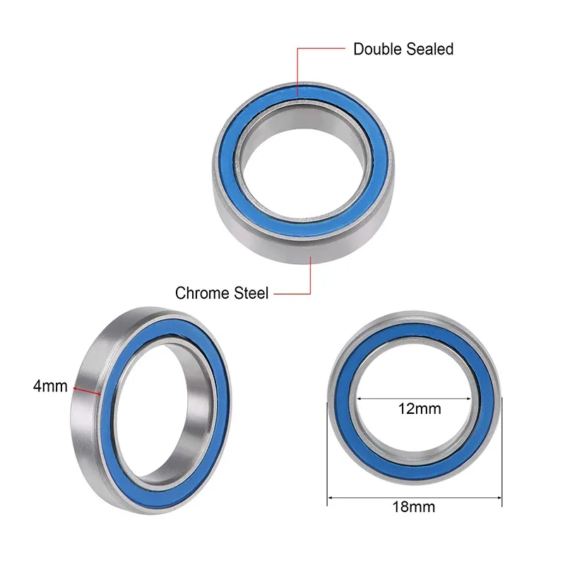 Rodamientos de bolas de ranura profunda sellados azules, 6701RS, 12x18x4mm, ABEC-5 Hobby, coche eléctrico RC, camión 100 ZZ RS 2RS, 6701-2RS, 10/6701 Uds.