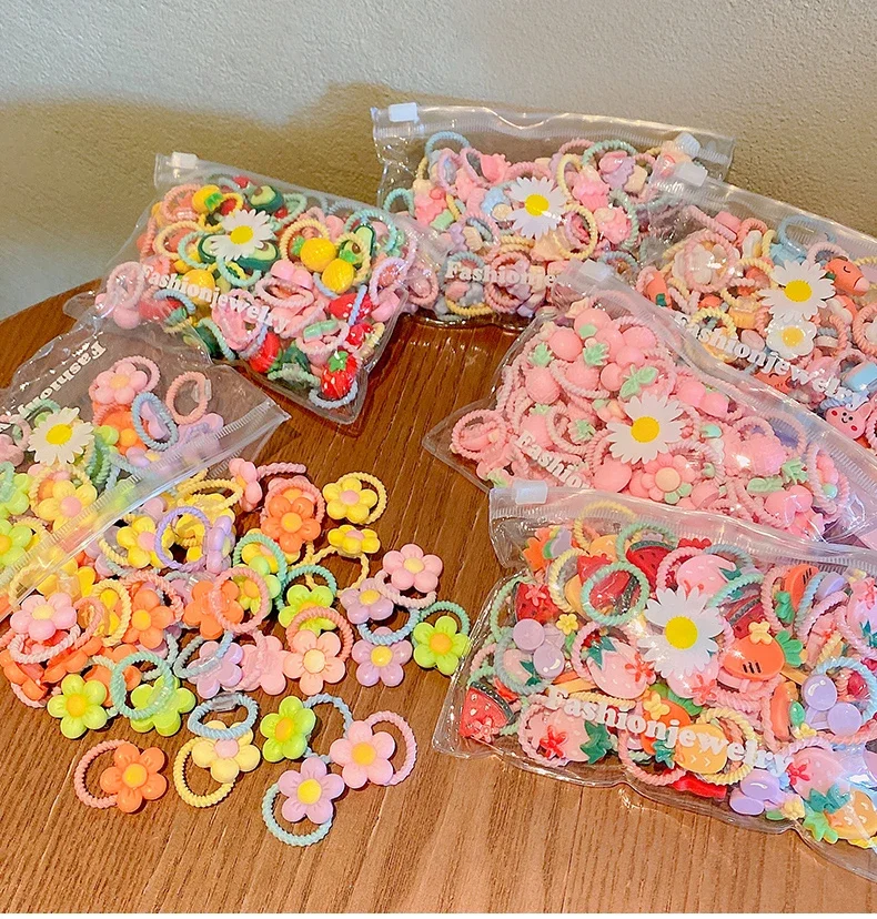 

20Pcs Children's Rubber Band Does Not Hurt The Hair Elastic Good Girl Baby Head Rope Small Tie Hair Chirp Scrunchies Headdress