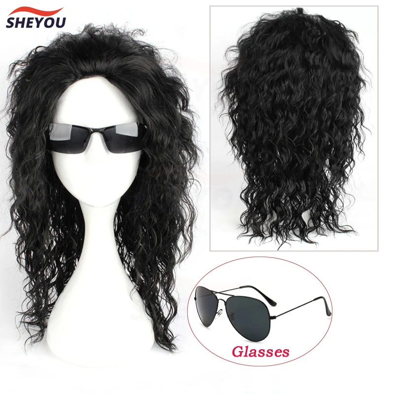 

High Quality Jackson Cosplay Wig Long Curly Black Heat Resistant Synthetic Hair Anime Cosplay Wigs + Wig Cap