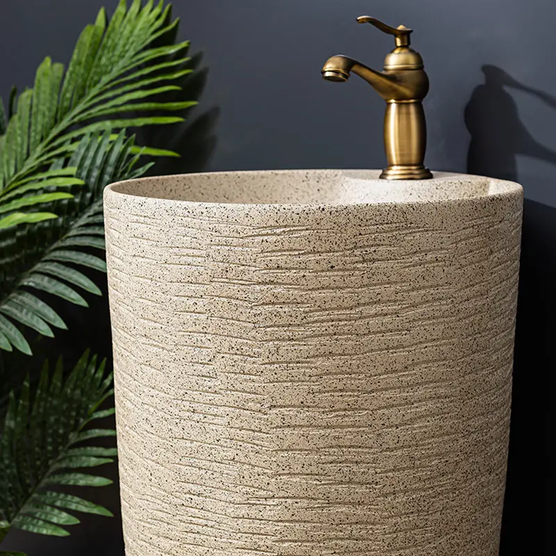 Pillar wash basin, courtyard integrated pool, floor-to-ceiling washbasin, balcony, bathroom, pillar basin, ceramic washbasin 6