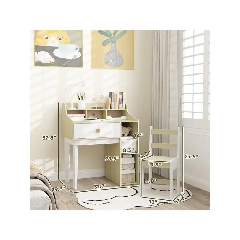 Kids Desk Chair Set - Adjustable Study Furniture for Children - Perfect for Homework, Reading, and Creative Activities