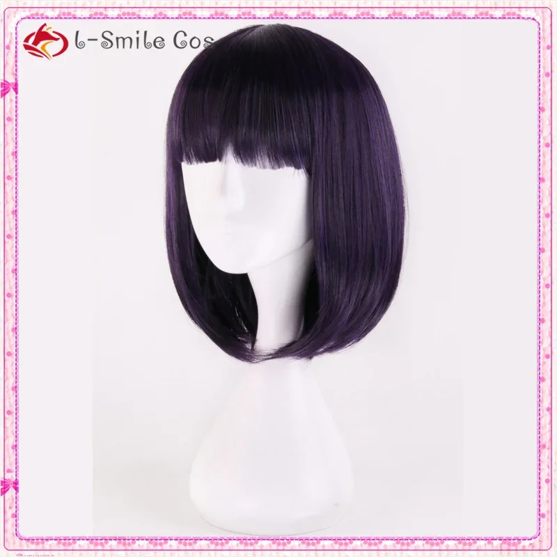 Sailor Saturn Wig Cosplay Wigs Tomoe Hotaru 35cm Purple Black Mix Short Bobo Synthetic Hair Wigs + Wig Cap