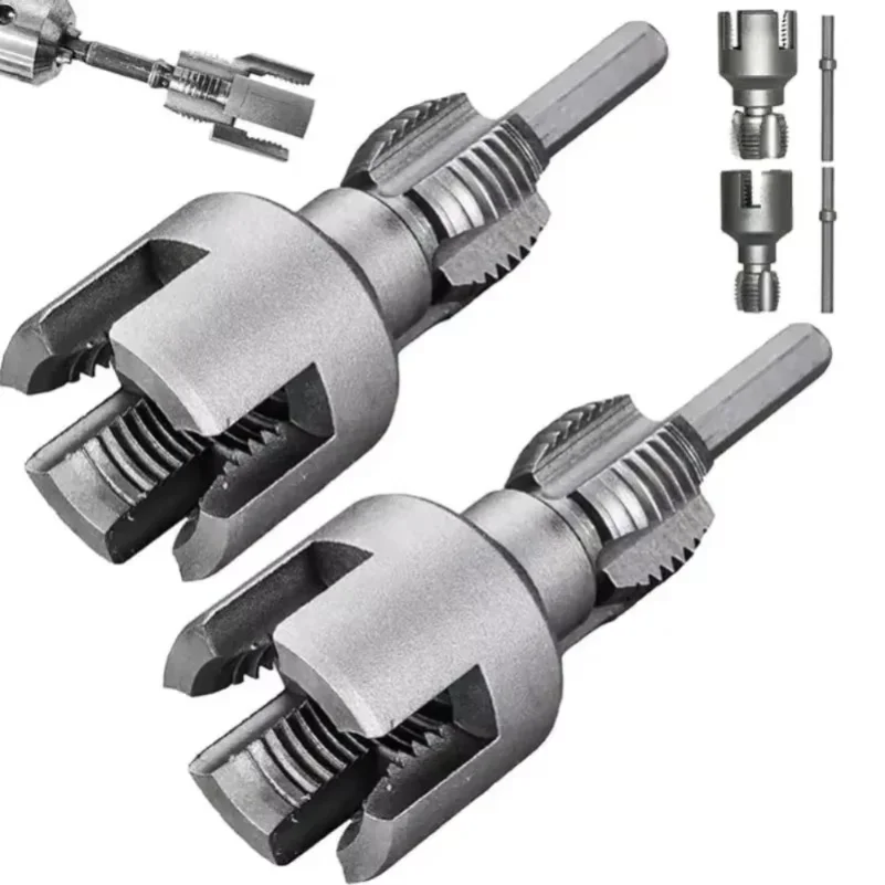 Pipe Thread Cutting Tool Integrated Internal & External Pipe Threading Tool Electric Drill Compatible PVC Pipe Threader Kit