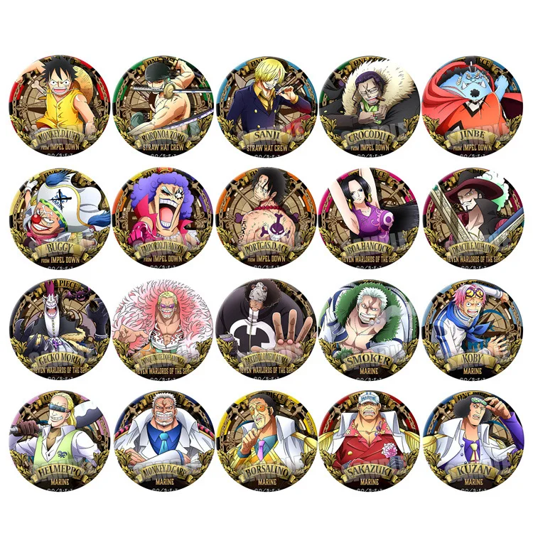 One Piece Anime Badge Ace Luffy Zoro Crocodile Pin Brooch OP