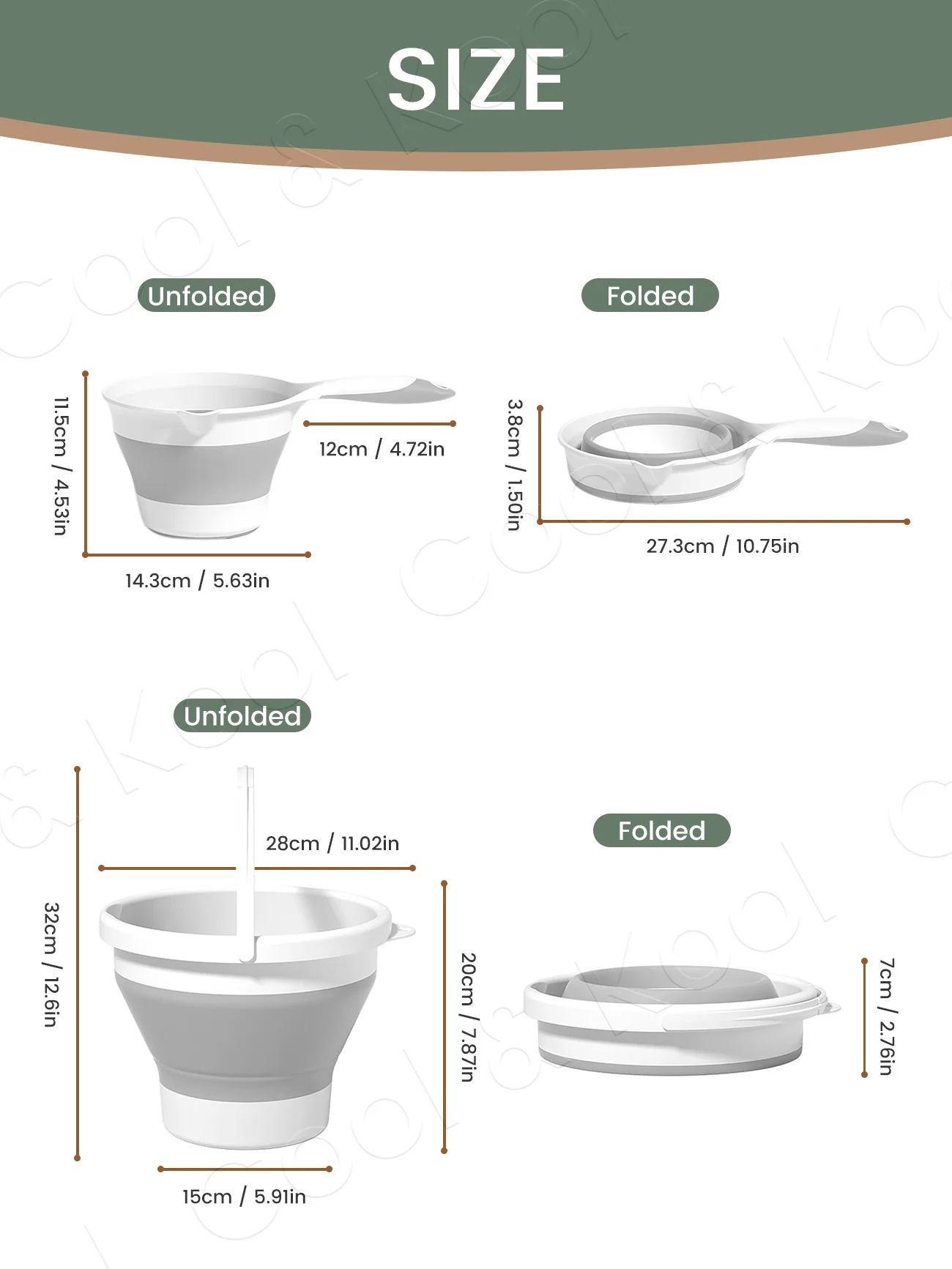 All-Purpose Collapsible Bucket Set, Silicone Foldable Pail with Spoon for Home, Bathroom, Camping & Car Care