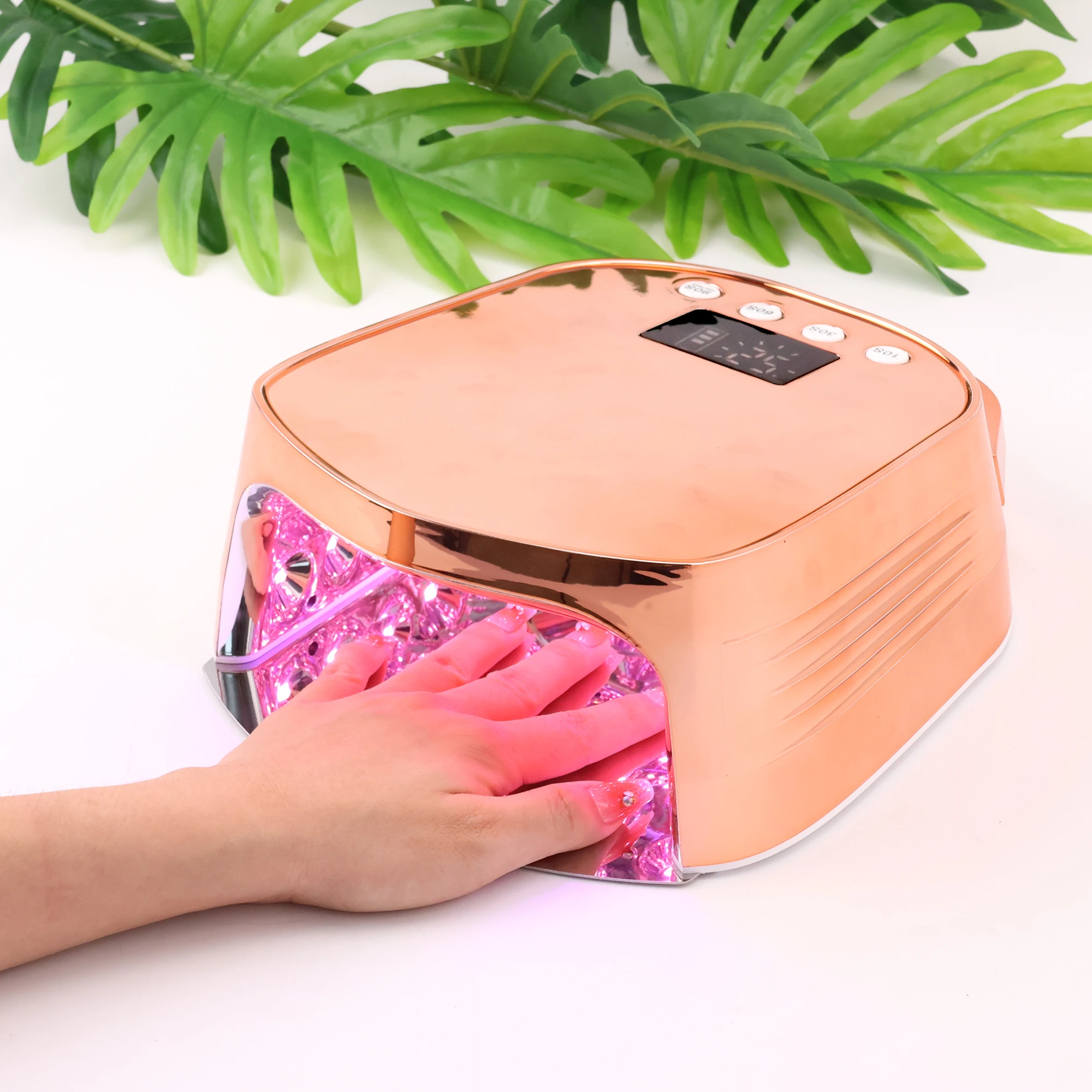 96W LED Light Rechargeable Infrared Sensor UV LED Nail Gel Polish Curing Lamp Nail Dryer with 4 Timers Metal Base
