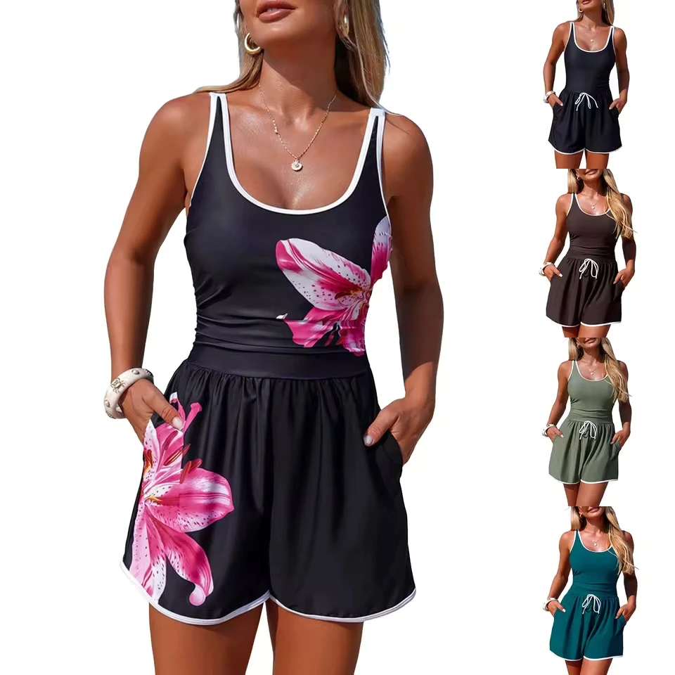 

Women 1 Piece Swimsuit Lady Girls Color Block Print Bathing Suits Athletic Swimwear Costume Padded Women Solid Push Up Swimwear