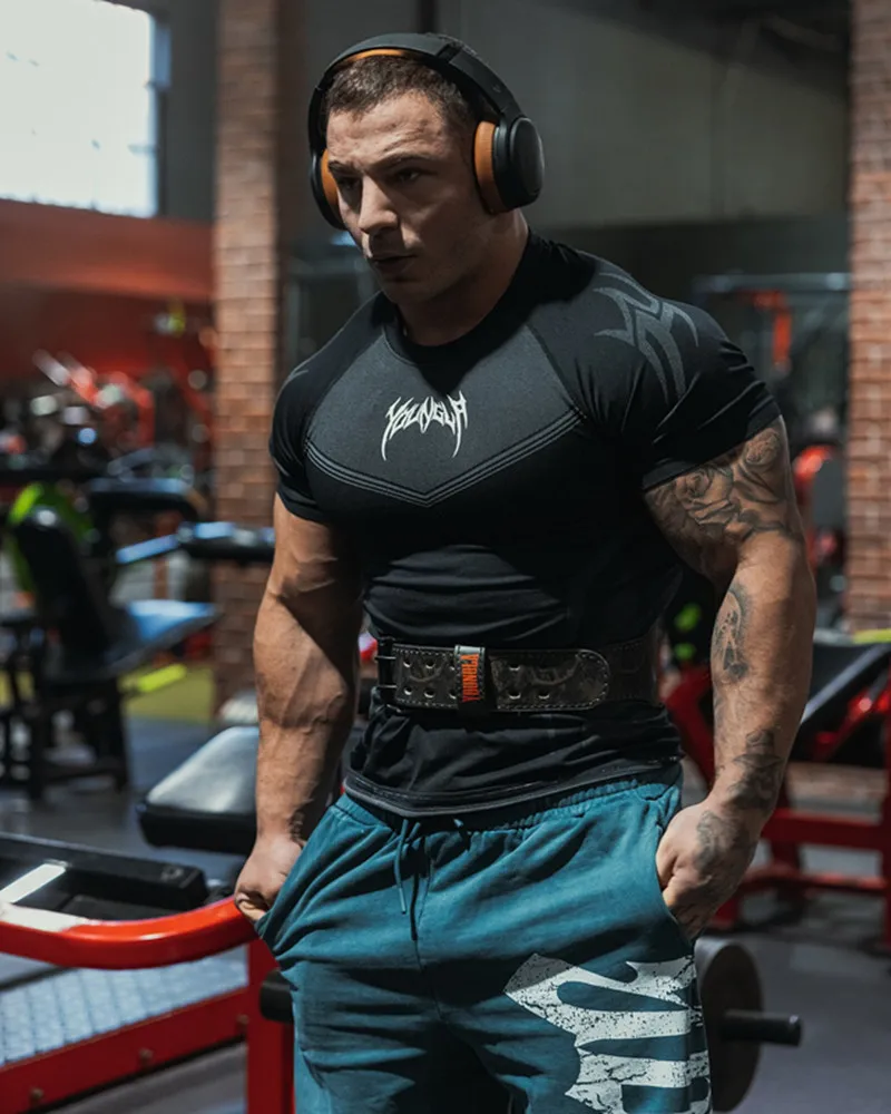 صيف جديد الرجال ضيق تي شيرت عداء ببطء YA الرياضة اللياقة البدنية الجليد الإحساس ضيق المناسب تشغيل التدريب سرعة الجافة قصيرة الأكمام #2