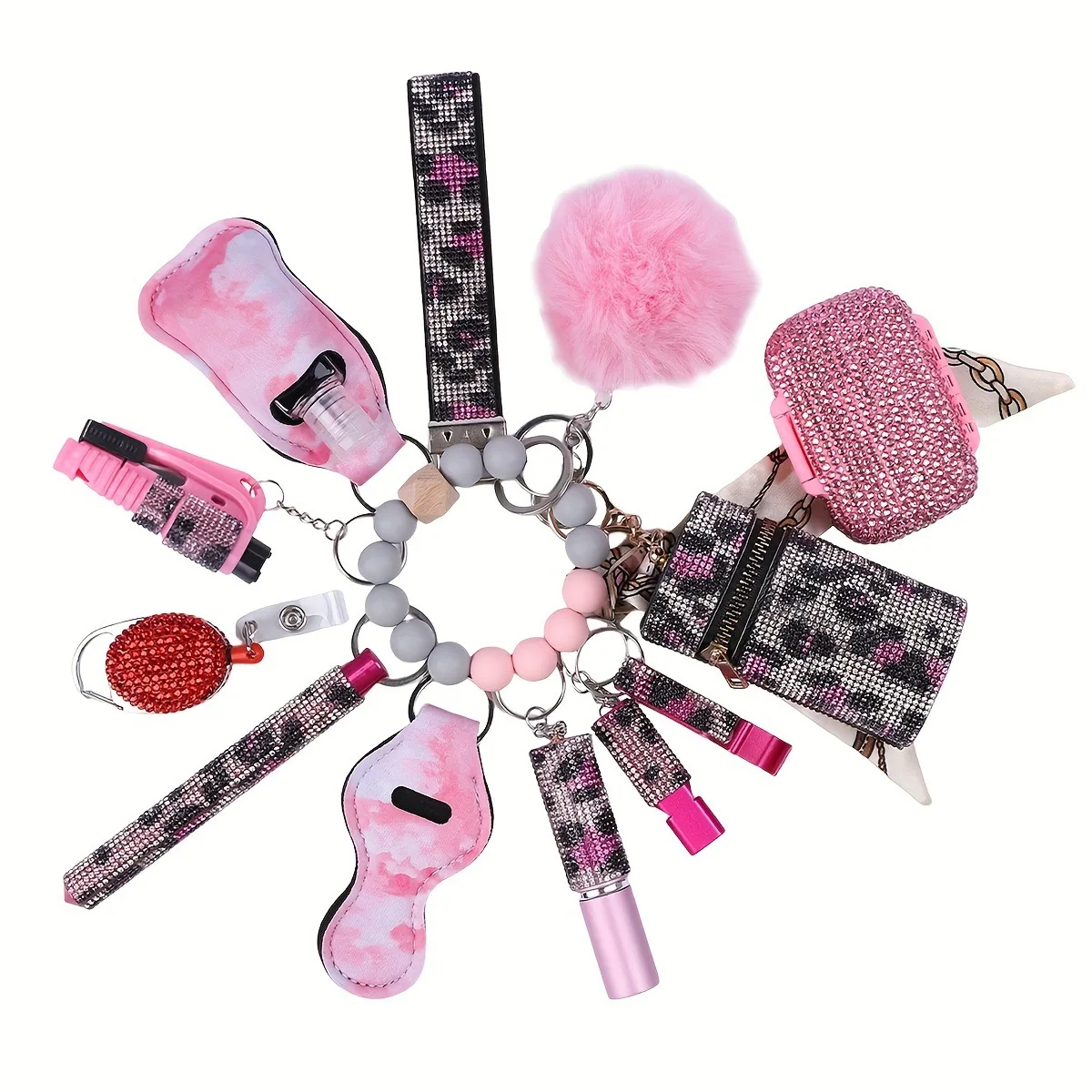 13pcs Personal Security Self-Defense Wholesale Bulk Accessories Defensive Self Defense Keychain Set For Women For Gir