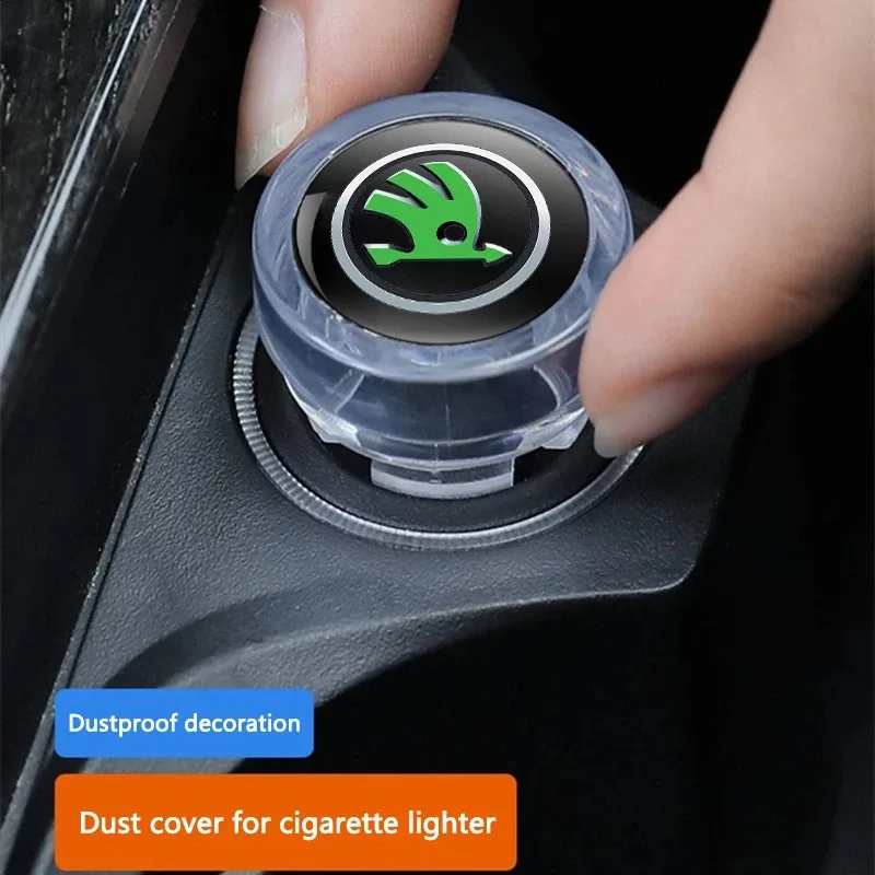 Car Cigarette Lighter Charger Dust Cover Dustproof Decoration Cap For Skoda VRS VII Octavia A5 Superb 3 Fabia 2 Rapid Kodiaq