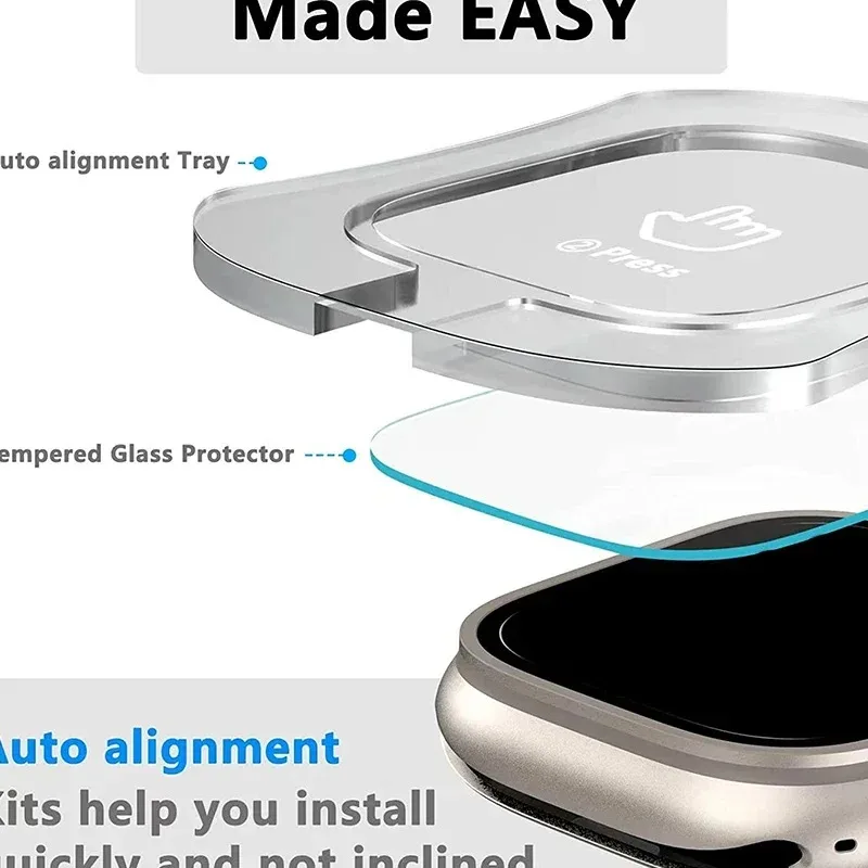 2Pcs 49mm For  Apple Watch Ultra 2/3 Tempered Glass Screen Protector Kit with Alignment Tool Easy Install Watch Case Accessories
