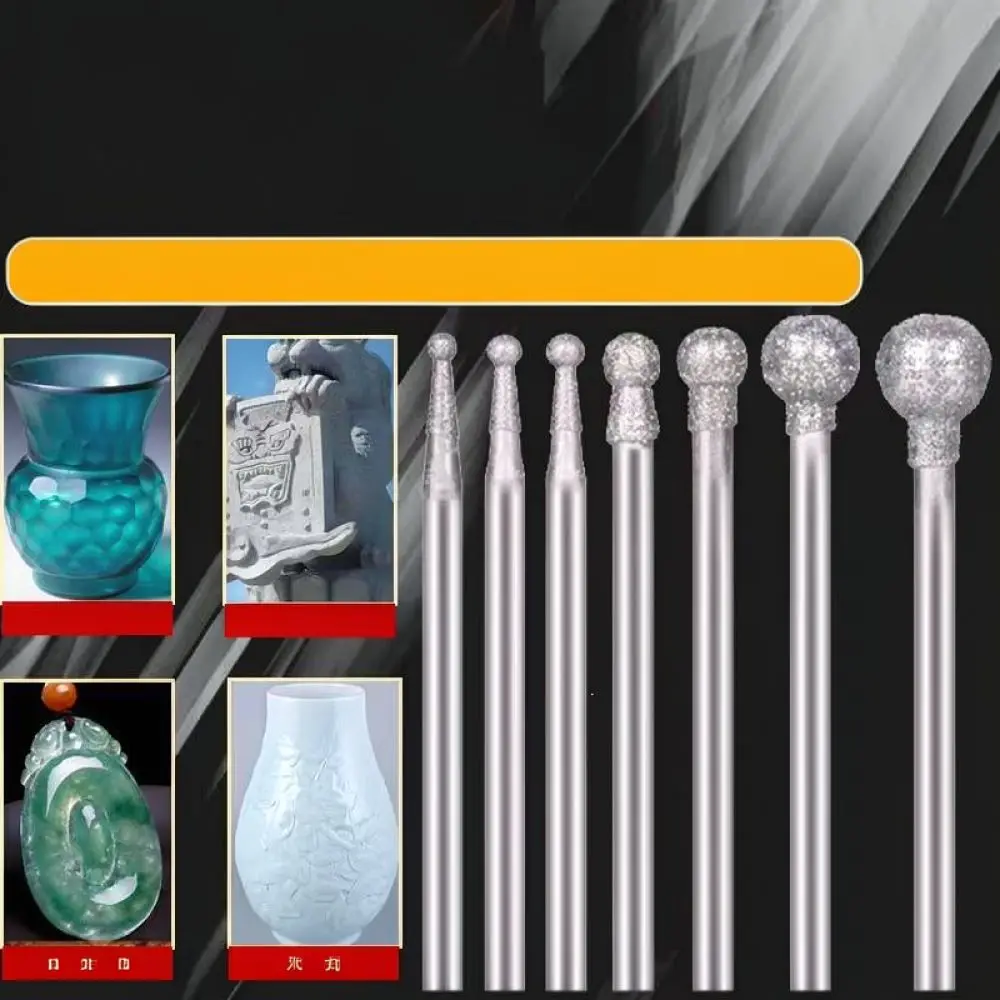 Spherical Diamond Burr 1200 Grit Polishing Bit For Jade Carving Stone Grinding Crafting Tools Accessory Rotary Drill Bits - view 4
