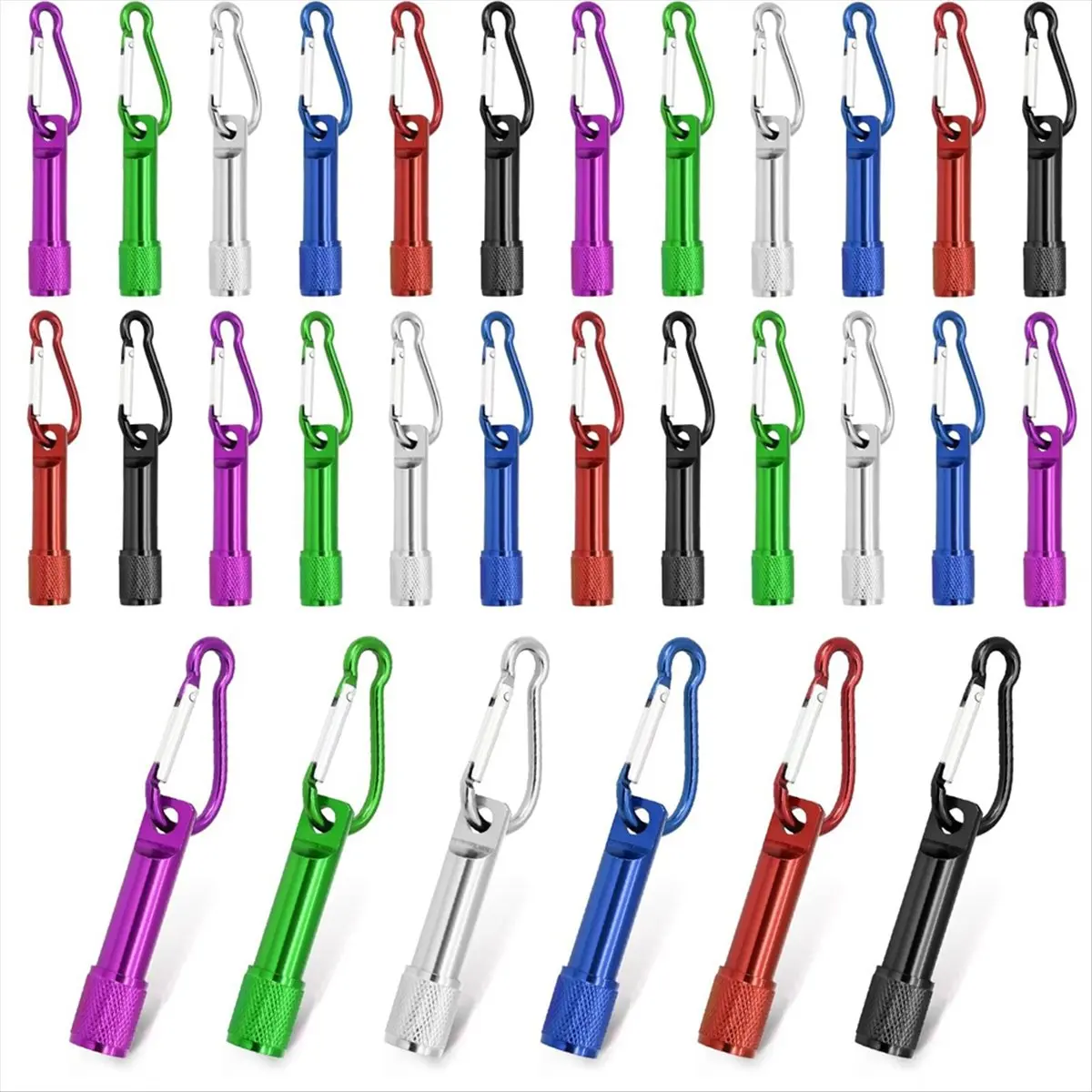 30 Pack Mini Keychain Flashlights Bulk,LED Metal Carabiner Clip Lights,Compact Emergency Lights for Camping, Hiking