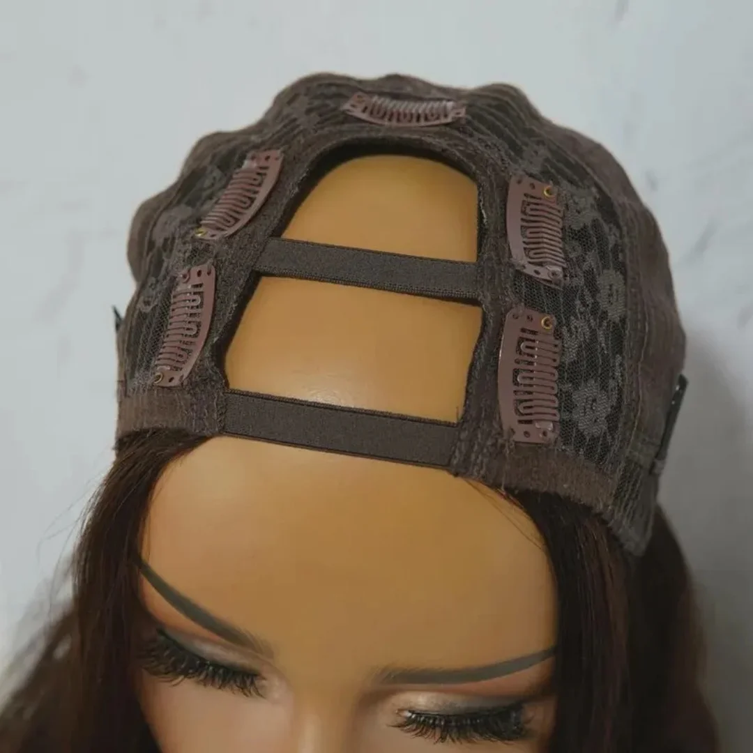 Light Brown V Part Wig Human Hair Body Wave Upgrade U Part Human Hair Wig Beginner Friendly Clip In V Shape Wigs for Women