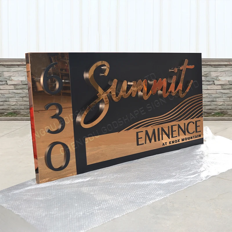 

Premium Mirror-Finished Metal Wall Plaque | Anti-Corrosion Electroplated Nameplate | Custom Outdoor Decorative Sign