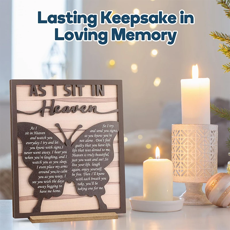 As I Sit In Heaven Desk Decor Sign Plaque Memorial Bereavement Condolences Sympathy Gifts For Loss Of Loved One