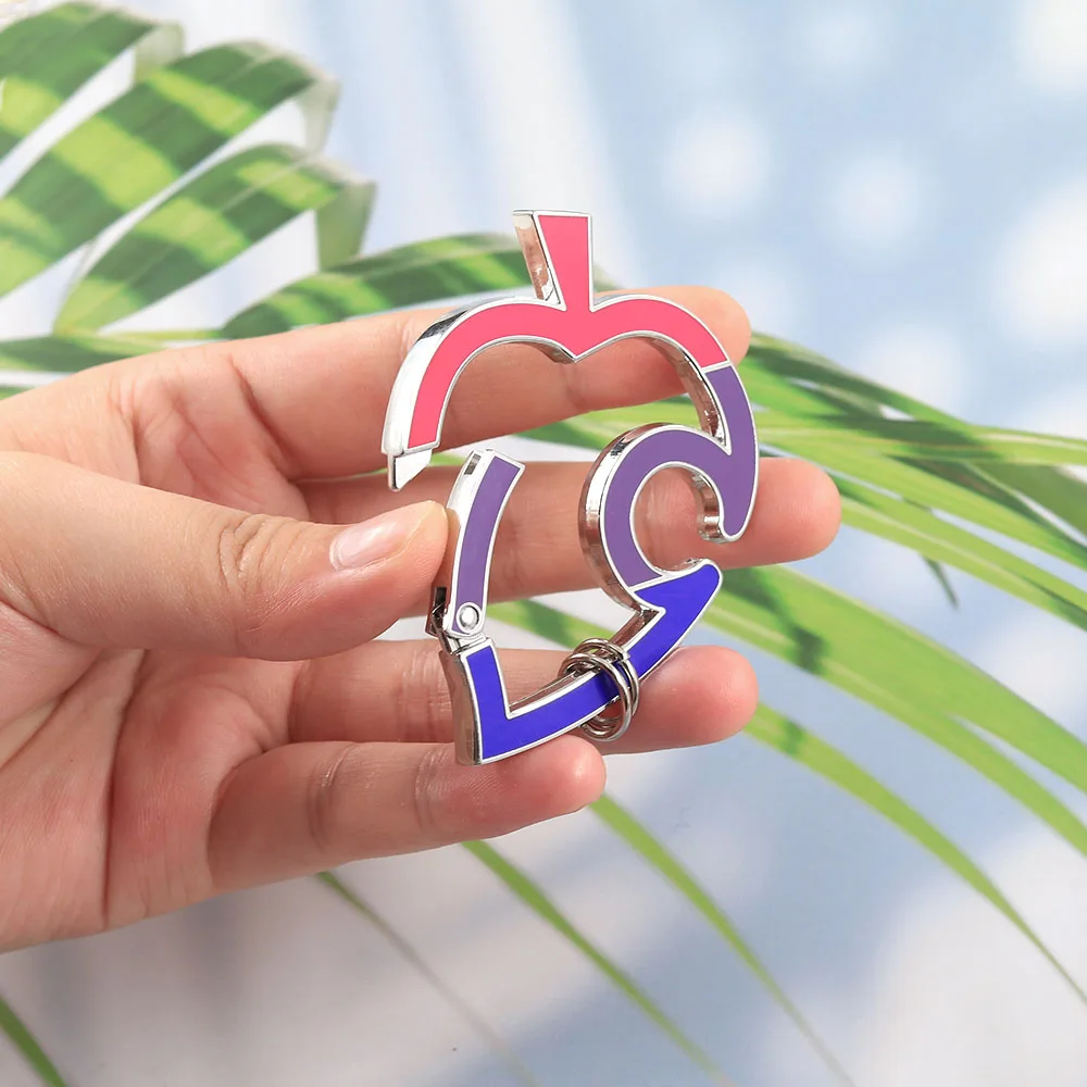 Red Purple Blue Gradient Leaf Keychain Sweet Cool Wind Heart Shaped Leaf Pendant DIY Handmade Accessory Key Ring Bag Decoration