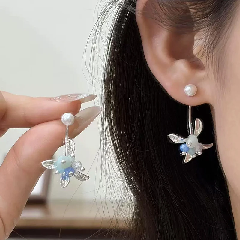 GANPUP Silberfarbene Fruchtförmige Quasten-Ohrringe für Damen, Modische Ohrstecker, Schmuck-Accessoires, Geschenk für Partys – Detail 2