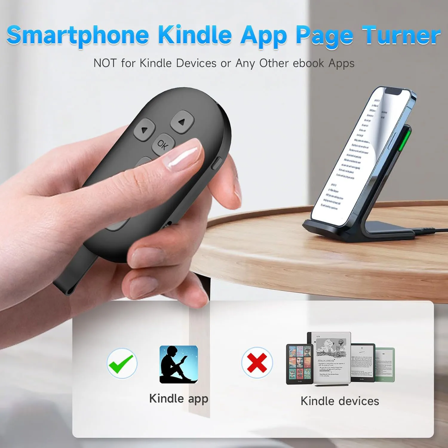 DANJU TikTok Scrolling Remote Control for Phone, Camera Shutter Controller for Photo, Connect via Bluetooth, USB-C Charge