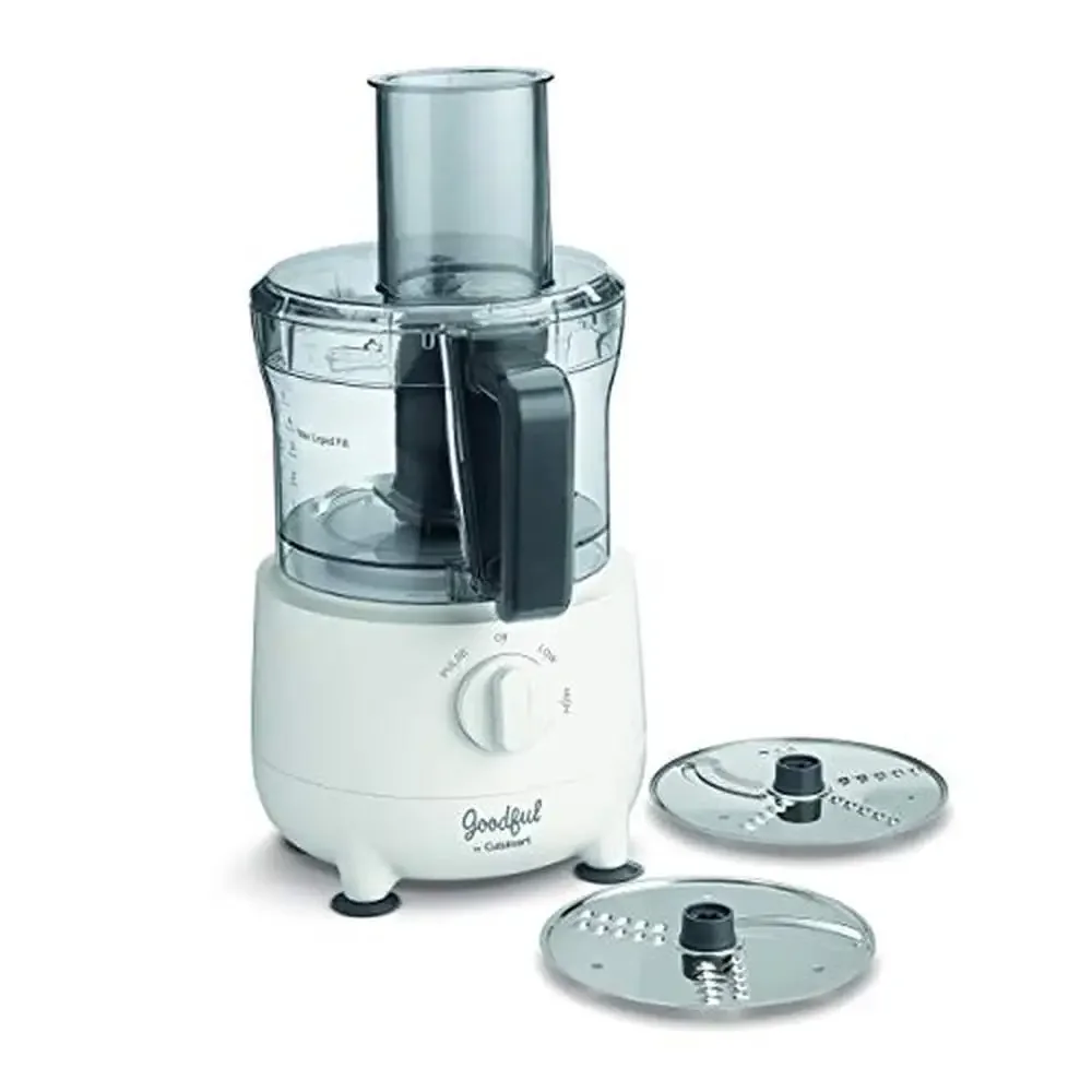 

8-Cup Food Processor with Stainless Steel Blade Manual Control Reversible Slicer Shredder White 350W