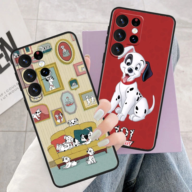 Disney 101 Dalmatians Black Silicone Phone Case For Samsung S 8 9 10 20 21 22 23 24 S10e Lite Plus Ultra FE Soft Shell Cover